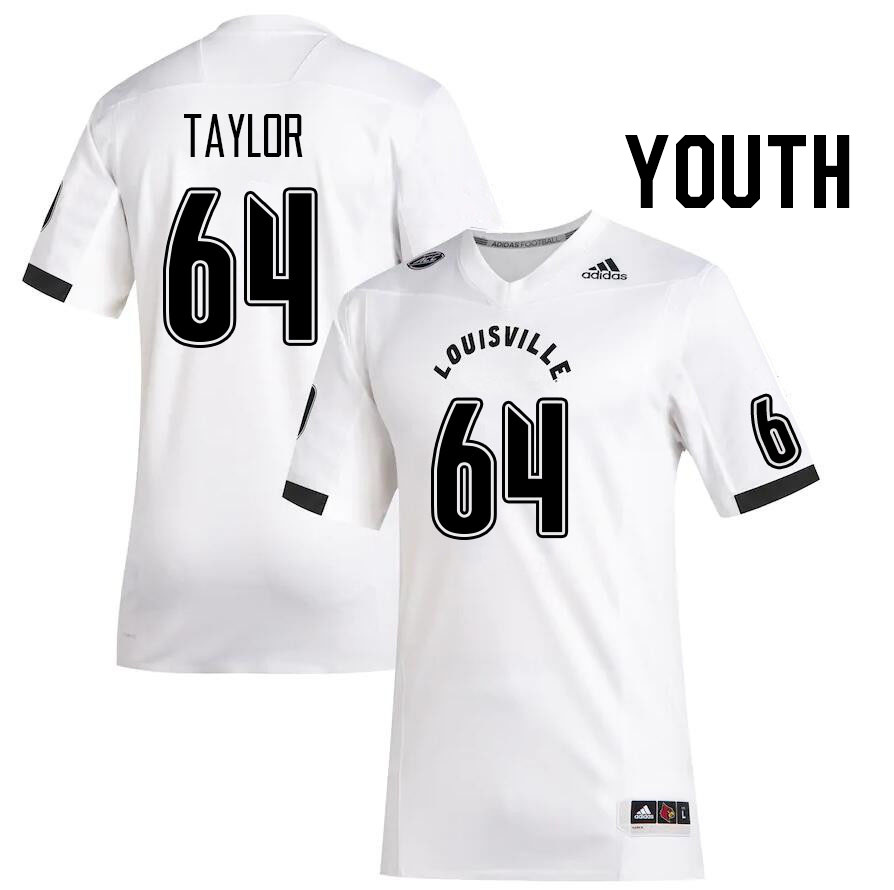 Youth #64 Travis Taylor Louisville Cardinals College Football Jerseys Stitched Sale-White - Click Image to Close
